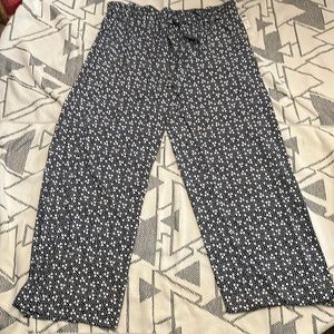 NWT New Directions Women Dark Navy High Seas Soft Wide Leg Pants with white dots